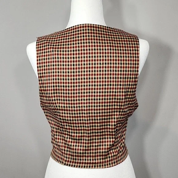Gingham Vest Blazer Top Sz. Medium - Picture 5 of 6